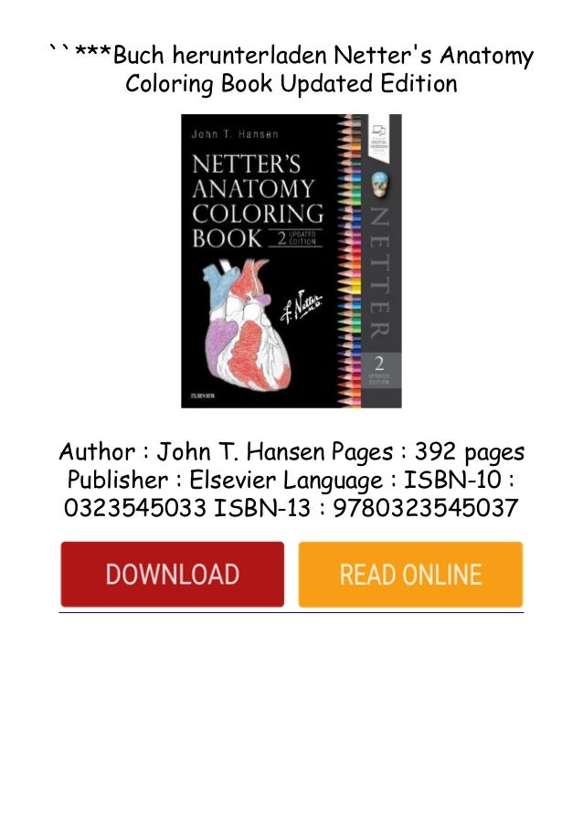 Download Buch Herunterladen Netter S Anatomy Coloring Book Updated Edition