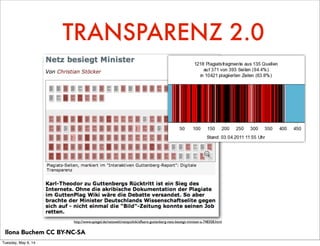 TRANSPARENZ 2.0
http://www.spiegel.de/netzwelt/netzpolitik/affaere-guttenberg-netz-besiegt-minister-a-748358.html
Ilona Buchem CC BY-NC-SA
Tuesday, May 6, 14
 