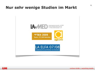 19

Nur sehr wenige Studien im Markt
 
