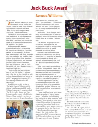 Jack Buck Award
Aeneas Williams
By: Julia Faron

A

eneas Williams is known by many
as a football player. During his
14-ye...