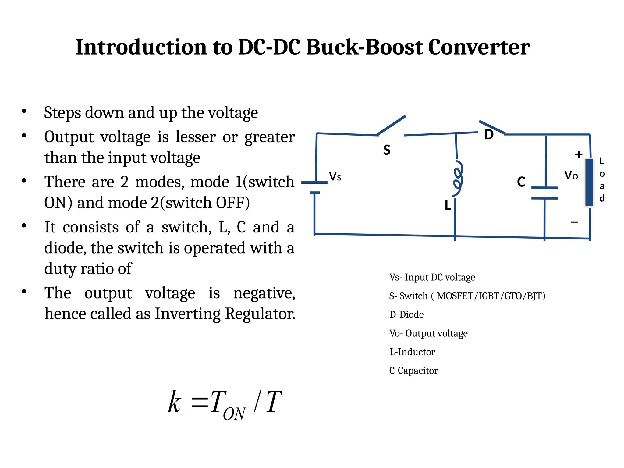 Buck Boost DC to DC converter/ regulator | PPTX