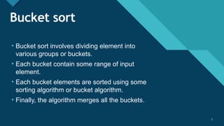 BUCKET SORT - Design and Analysis of Algorithm | PPTX