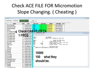 Check ACE FILE FOR Micromotion
Slope Changing. ( Cheating )
 
