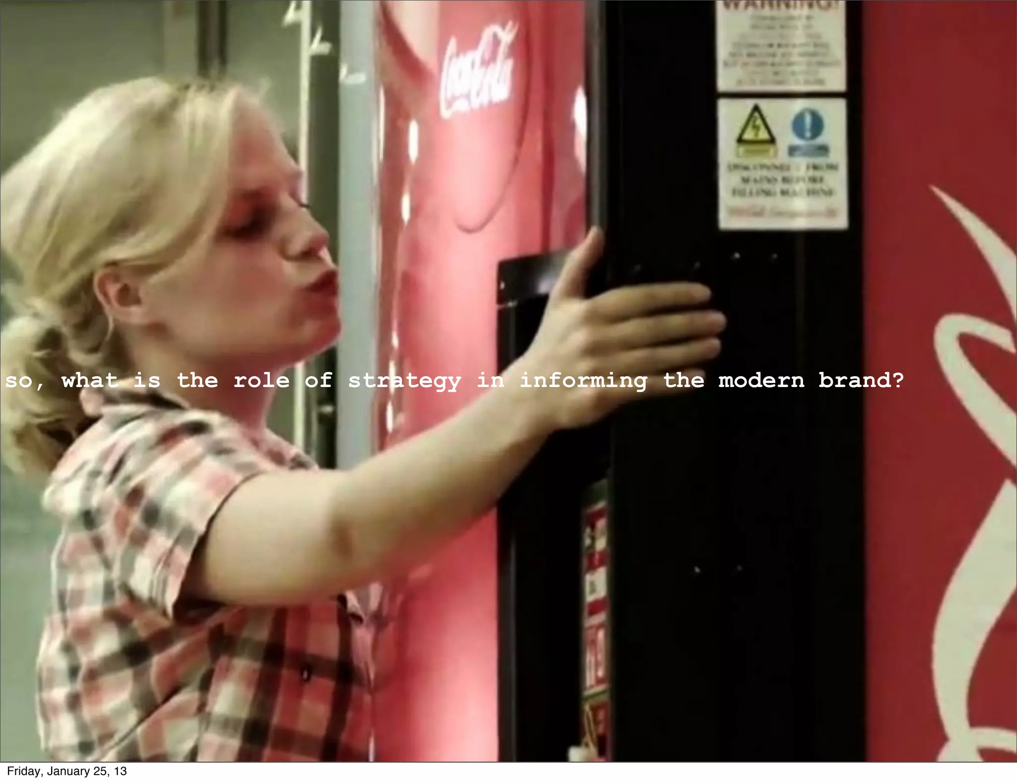 so, what is the role of strategy in informing the modern brand?




Friday, January 25, 13
 