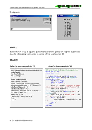 Bucles for next step do while loop loop while visual basic ejemplo | PDF