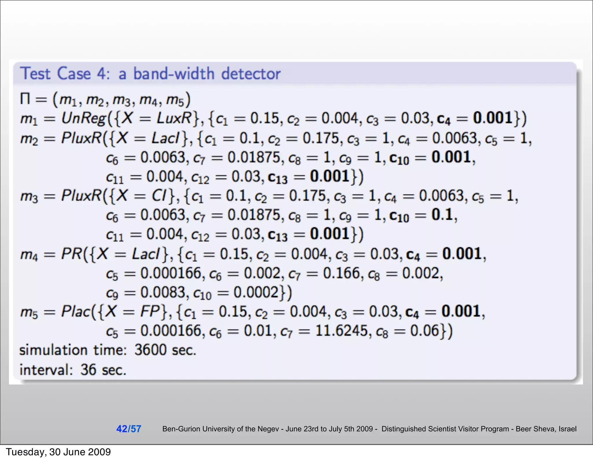 42 /57   Ben-Gurion University of the Negev - June 23rd to July 5th 2009 - Distinguished Scientist Visitor Program - Beer Sheva, Israel


Tuesday, 30 June 2009
 