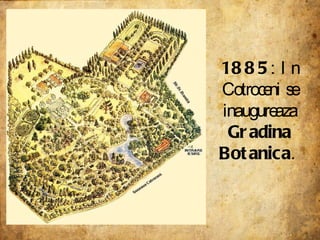 1885 : In Cotroceni se inaugureaza  Gradina Botanica .  