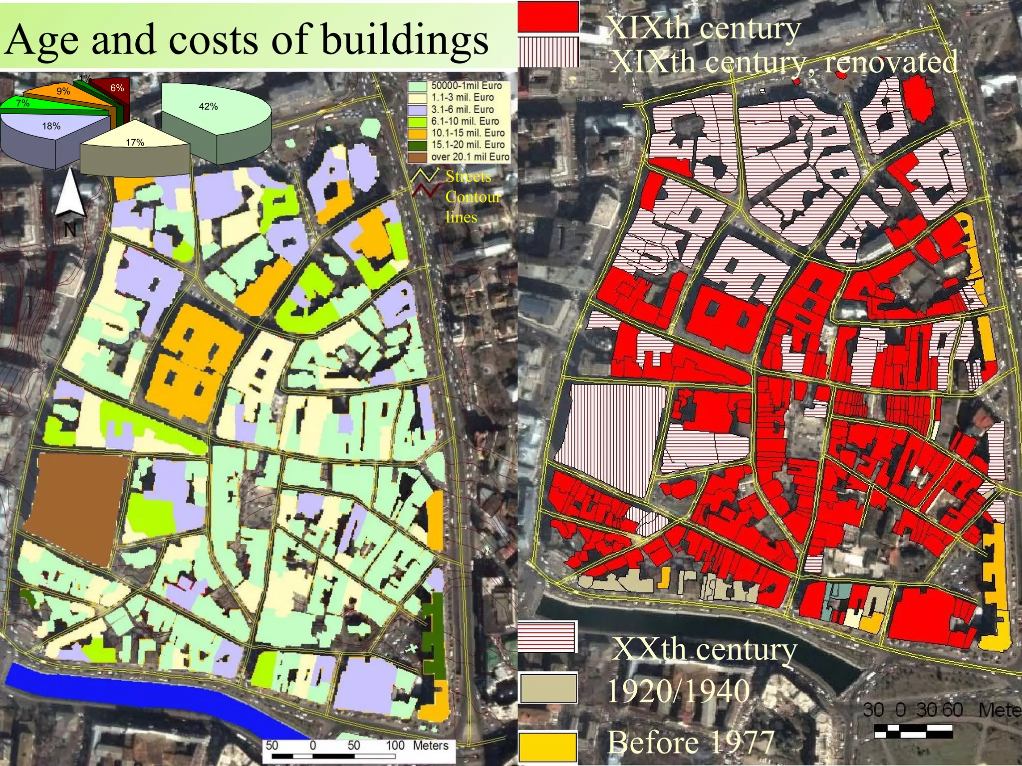 Age and costs of buildings Streets Contour lines Before 1977 1920/1940 XIXth century XXth century XIXth century, renovated 