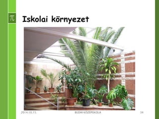 Iskolai környezet 
2014.10.15. BUDAI KÖZÉPISKOLA 34 
 