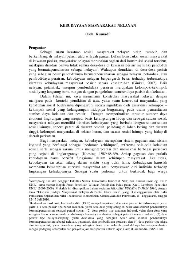 Budaya Masyarakat Nelayan Kusnadi