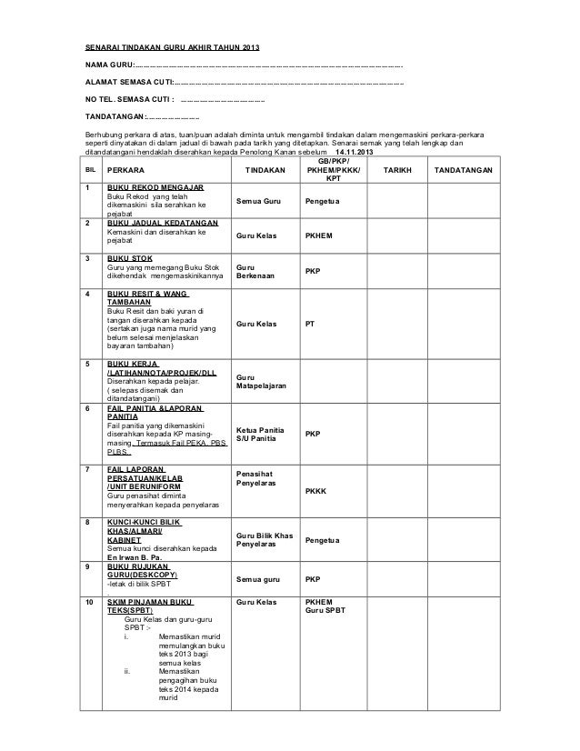 Senarai Semak Akhir Tahun 2019 2021 Pages 1 6 Text Version Anyflip