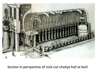 Section in perspective of rock-cut chaitya hall at karli
 