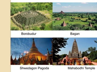 Borobudur Bagan
Shwedagon Pagoda Mahabodhi Temple
 