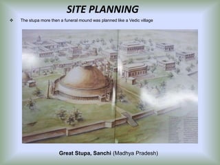SITE PLANNING


The stupa more then a funeral mound was planned like a Vedic village

Great Stupa, Sanchi (Madhya Pradesh)

 