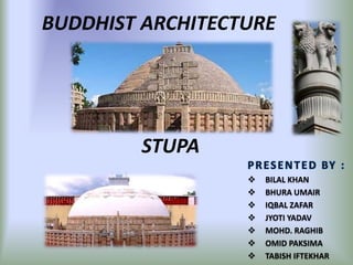 BUDDHIST ARCHITECTURE

STUPA








BILAL KHAN
BHURA UMAIR
IQBAL ZAFAR
JYOTI YADAV
MOHD. RAGHIB
OMID PAKSIMA
TABISH IFTEKHAR

 
