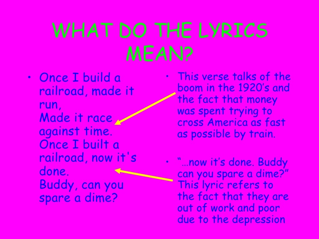 Buddy Can You Spare A Dime Lyrics Explanation