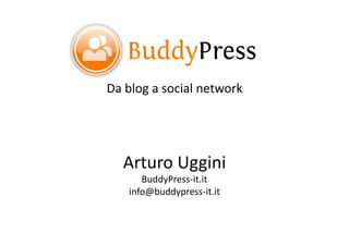 BuddyPress
Da	
  blog	
  a	
  social	
  network	
  




    Arturo	
  Uggini	
  
         BuddyPress-­‐it.it	
  
      info@buddypress-­‐it.it	
  
 