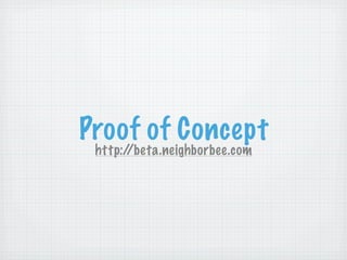 Proof of Concept
http:/
/beta.neighborbee.com

 