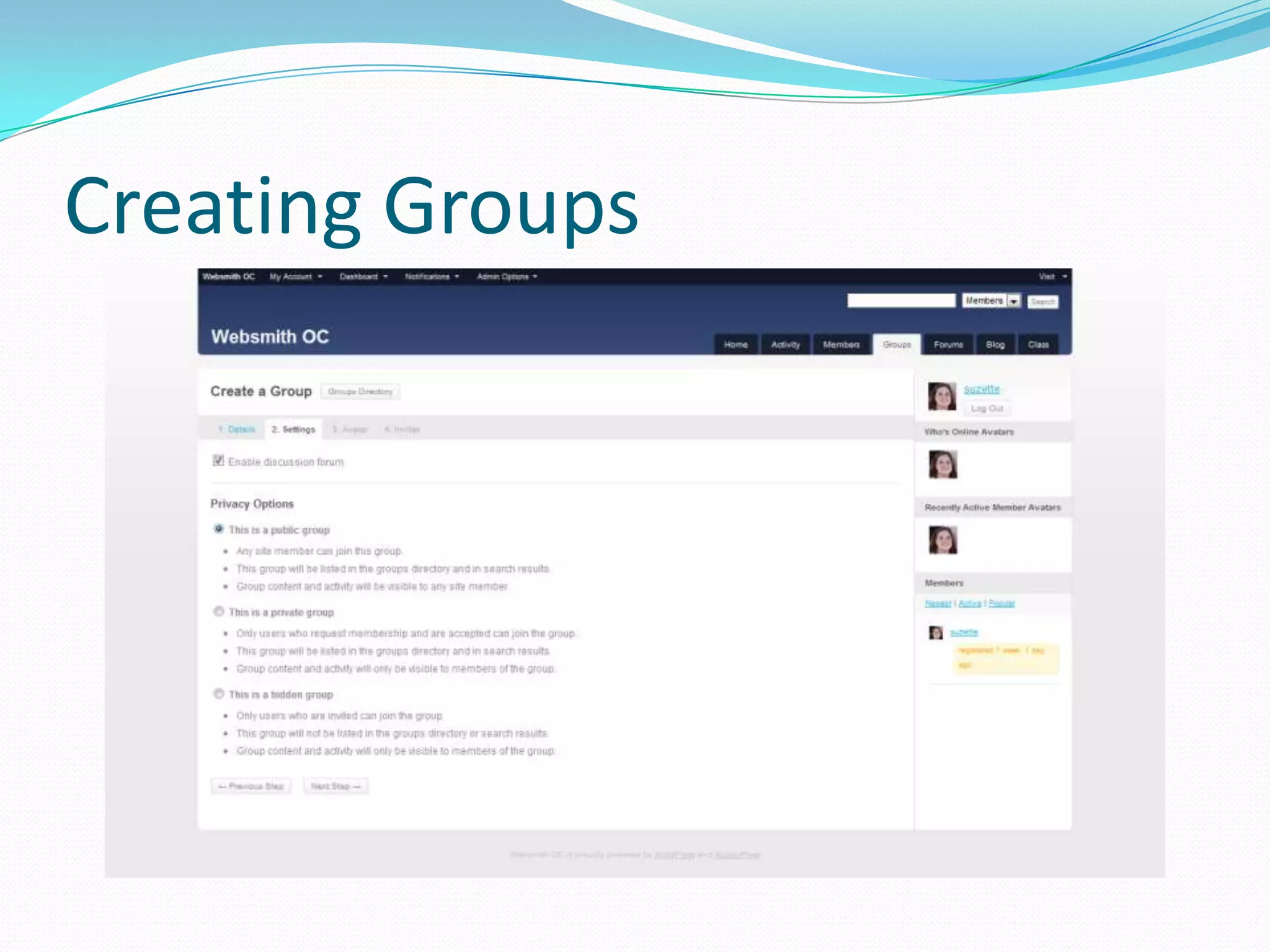 Creating Groups
 