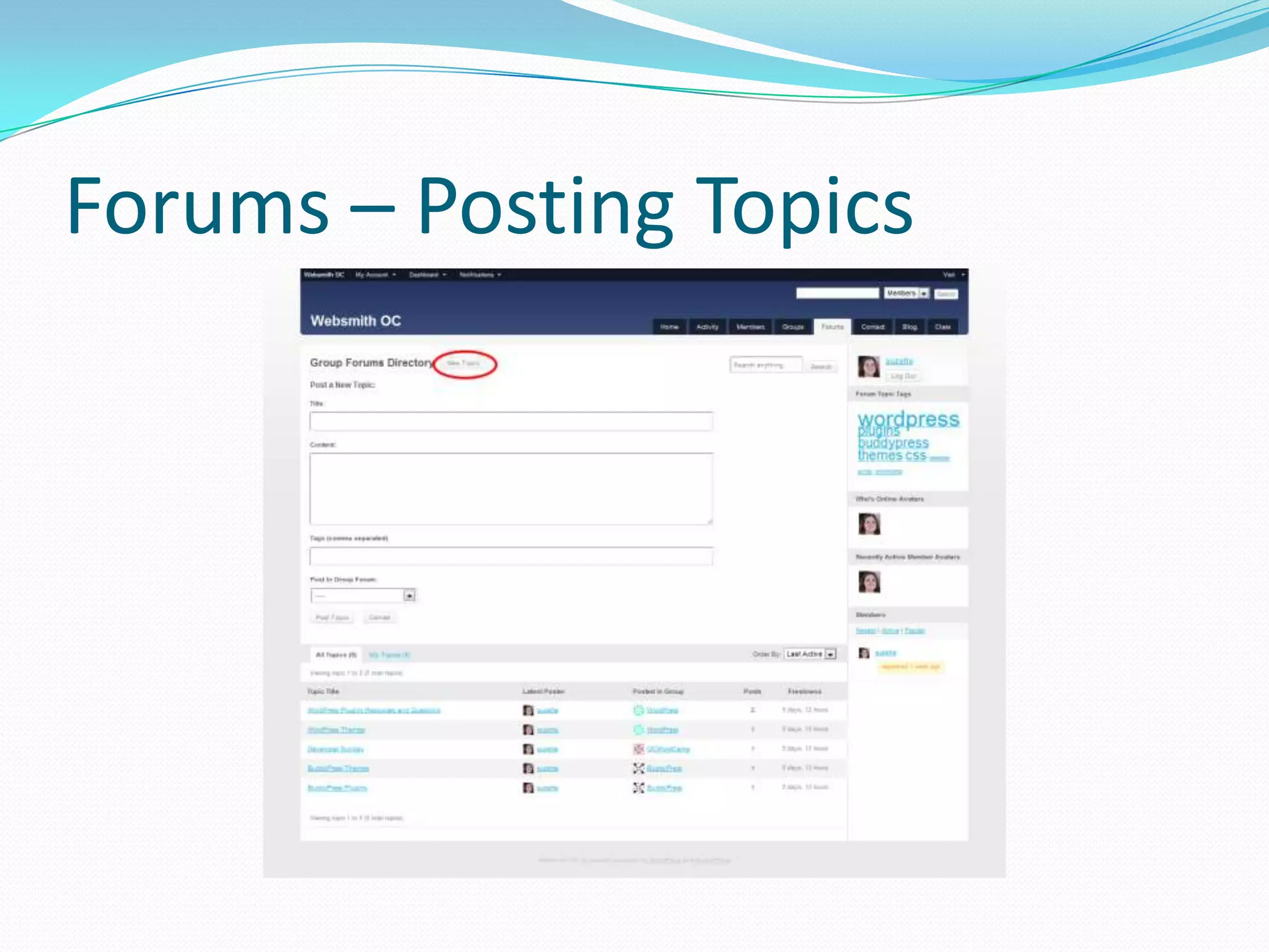 Forums – Posting Topics
 