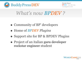 Introduction to BuddyPressDEV