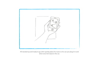 All stocked up and ready to go John quickly plans his route so he can just plug it in and
                            drive once he’s back in the car.
 