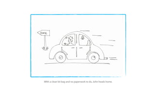 WIth a clean kit bag and no paperwork to do, John heads home.
 