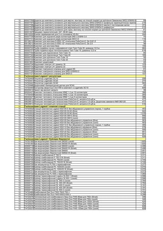 10   0083077500Додаток до комплекту основного для вертик. монтажу на плоскій покрівлі до кріплення Замовника SKE2.0/SKN3.0/SKS4.0 59
10   0083077974Додаток до комплекту основного для вертикального монтажу SKN3.0/SKS4.0 профільна черепиця/плоска черепиця        219
10   0083077982Додаток до комплекту основного для вертикального монтажу SKN3.0/SKS4.0 хвилясті листи/дахове залізо              373
10   0083077978Додаток до комплекту основного для вертикального монтажу SKN3.0/SKS4.0 шифер/гонт                                212
10   0083077504Додаток до комплекту основного для гориз. монтажу на плоскій покрівлі до кріплення Замовника SKE2.0/SKN3.0/SKS4.0 81
10   0083013079Змішувач термостатичний, 3/4", 38-60 град.                                                                       126
10   0085103220Клапан перемикаючий для 2-го споживача VS-SU                                                                     244
10   0083077300Комплект для зєднання рядів коллекторів SKE 2.0/SKN 3.0                                                            70
10   0083077310Комплект для зєднання рядів коллекторів SKS 4.0                                                                  119
10   0081382120Комплект для монтажа S-EBS 1/2" лічильника PolluCom-E, Qn 0,6/1,5                                                  34
10   0081382124Комплект для монтажа S-EBS 1/2" лічильника PolluCom-E, Qn 2,5                                                      38
10   0083002400Комплект для монтажа бака                                                                                        155
10   0083007220Труба подвійна гнучка з неіржавіючої сталі Twin-Tube 20, довжина 12,5 м                                          964
10   0083007216Труба подвійна мідна теплоізольована Twin-Tube 15, довжина 12,5 м                                                618
10   0083077400Комплект для підключення Twin-Tube 15                                                                              94
10   0083077402Комплект для підключення Twin-Tube 20                                                                            165
10   0083007300Комплект для кріплення Twin-Tube 15                                                                                30
10   0083007304Комплект для кріплення Twin-Tube 20                                                                                43
10   0063019531Комплект додатковий                                                                                                42
10   0083007340Відділювач повітря LA1 діаметр 18                                                                                103
10   0083007342Відділювач повітря LA1 діаметр 22                                                                                103
10   0083001057Комплект повітряного клапану для Logasol КS                                                                        91
10   0083077200Комплект повітряного клапану для SKE2.0/SKN3.0                                                                   124
10   0083077210Комплект повітряного клапану для SKE4.0                                                                          107
10    Геліосистеми Logasol / регулятори
10   7747004406Регулятор Logamatic SC10                                                                                         258
10   7747004414Регулятор Logamatic SC20                                                                                         274
10   7747004421Регулятор Logamatic SC40                                                                                         562
10   7747009883Додатковий температурний датчик для SC40                                                                          45
10   7747004409Контролер зворотньої лінії RW в комплекті з Logamatic SC10                                                       609
10   0083006120Захист від високої напруги                                                                                        38
10   0083004272Комплект теплового лічильника WMZ 1.2 до 10 коллекторів                                                          386
10   7747004456Комплект теплового лічильника WMZ 1.2 до 15 коллекторов                                                          265
10   0083004271Комплект теплового лічильника WMZ 1.2 до 5 коллекторов                                                           386
10   0080288120Лічильник тепловий для геліосистеми PolluCom-E, витрата 0,6 куб.м.                                               477
10   0080288122Лічильник тепловий для геліосистеми PolluCom-E, витрата 1,5 куб.м. Додатково замовити №81382120.                 477
10   0080288124Лічильник тепловий для геліосистеми PolluCom-E, витрата 2,5 куб.м.                                               516
10    Геліосистеми Logasol / помпові станції
10   7747005525Станція комплектна Logasol KS0105 E без вбудованого управління (чорна), 1-трубна                                  453
10   7747005533Станція комплектна Logasol KS0105 SC20 (біла)                                                                     942
10   7747005532Станція комплектна Logasol KS0105 SC40 (біла)                                                                   1,076
10   7747005528Станція комплектна Logasol KS0105 SМ10 (біла)                                                                     856
10   7747005529Станція комплектна Logasol KS0105 SМ10 (синя)                                                                     856
10   7747005524Станція комплектна Logasol KS0105 без вбудованого управління (біла)                                               563
10   7747005526Станція комплектна Logasol KS0105 без вбудованого управління (синя)                                               563
10   7747005527Станція комплектна Logasol KS0110 E без вбудованого управління (чорна), 1-трубна                                  480
10   7747005547Станція комплектна Logasol KS0110 без вбудованого керування (біла)                                                579
10   7747009520Станція комплектна Logasol KS0110 без вбудованого управління (синя)                                               595
10   7747005545Станція комплектна Logasol KS0120 без вбудованого керування (біла)                                                851
10   7747005585Станція комплектна Logasol KS0120 без вбудованого управління (синя)                                               851
10   7747005546Станція комплектна Logasol KS0150 без вбудованого управління (синя)                                               829
10    Геліосистеми Logasol / бойлери бівалентні
10   7747001850Бак-водонагрівач бівалентний SM300 (синій)                                                                      1,820
10   7747001851Бак-водонагрівач бівалентний SM300 W (білий)                                                                    1,820
10   0005067156Бак-водонагрівач бівалентний SM400 (синій)                                                                      2,496
10   0005067158Бак-водонагрівач бівалентний SM400 W (білий)                                                                    2,496
10   0005067162Бак-водонагрівач бівалентний SM500                                                                              2,951
10   0005067164Бак-водонагрівач бівалентний SM500 W (блий)                                                                     2,951
10   0005067400Бойлер комбінований Р 750 S                                                                                     3,311
10   0005067402Бойлер комбінований Р 750 S W (білий)                                                                           3,311
10   0005067350Бойлер комбінований РL 750/2S (синій)                                                                           4,745
10   0005067352Бойлер комбінований РL 750/2S W (білий)                                                                         4,745
10   0005067300Бак-аккумулятор PL750 з термосифоном                                                                            3,277
10   0005067356Бойлер комбінований РL 1000/2S (синій)                                                                          5,070
10   0005067358Бойлер комбінований РL 1000/2S W (білий)                                                                        5,070
10   0005067310Бак-аккумулятор PL1000 з термосифоном                                                                           4,073
10   0005067320Бак-аккумулятор PL1500 з термосифоном                                                                           7,060
10   0005067032Бойлер термосифонний Logalux SL300-1 (білий)                                                                    2,596
10   0005067030Бойлер термосифонний Logalux SL300-1 (синій)                                                                    2,596
10   0005067130Бойлер термосифонний SL 300-2 (синій)                                                                           2,764
10   0005067132Бойлер термосифонний SL 300-2W (білий)                                                                          2,764
10   0005067140Бойлер термосифонний SL 400-2 (синій)                                                                           3,191
10   0005067142Бойлер термосифонний SL 400-2W (білий)                                                                          3,191
10   0005067150Бойлер термосифонний SL 500-2 (синій)                                                                           3,741
10   7747204892Комбінований бак Duo FWS 750/2 750 л                                                                            3,758
10   7747204893Комбінований бак Duo FWS1000/21000 л                                                                            4,298
10   7747200762Теплоізоляція для комбінованого баку Duo FWS 80мм для 750л (білий)                                                346
10   7747200373Теплоізоляція для комбінованого баку Duo FWS 80мм для 750л (синій)                                                346
10   7747200763Теплоізоляція для комбінованого баку Duo FWS 80мм для 1000л (білий)                                               424
10   7747200374Теплоізоляція для комбінованого баку Duo FWS 80мм для 1000л (синій)                                               424
10   7747200764Теплоізоляція для комбінованого баку Duo FWS 120мм для 750л (білий)                                               828
10   7747200375Теплоізоляція для комбінованого баку Duo FWS 120мм для 750л (синій)                                               828
 