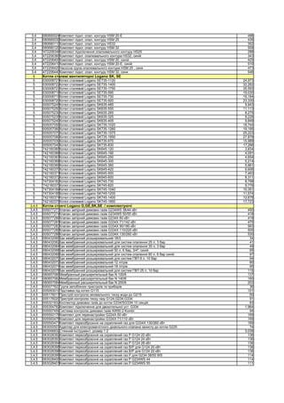3,4     0080680024Комплект підкл. опал. контуру HSM 20-E                                     496
 3,4     0080680030Комплект підкл. опал. контуру HSM 25                                       436
 3,4     0080680110Комплект підкл. опал. контуру HS32                                         352
 3,4     0080680120Комплект підкл. опал. контуру HSM 32                                       509
 3,4    774722063401
                   Комплект підключення опалювального контуру HS25                            288
 3,4    774722063601
                   Комплект підкл. опалювального контура HS32, синій                          343
 3,4    774722064001
                   Комплект підкл. опал. контуру HSM 20, синій                                425
 3,4    774722064101
                   Комплект підкл. опал. контуру HSM 20-E, синій                              510
 3,4    774722064201
                   Насосна група опалювального контура HSM 25 , синя                          473
 3,4    774722064401
                   Комплект підкл. опал. контуру HSM 32, синя                                 546
  5       Котли сталеві вентиляторні Logano SK, SE
  5      0030008721Котел сталевий Logano SE735-1120                                         24,973
  5      0030008722Котел сталевий Logano SE735-1400                                         32,262
  5      0030008723Котел сталевий Logano SE735-1750                                         35,593
  5      0030008718Котел сталевий Logano SE735-590                                          19,030
  5      0030008719Котел сталевий Logano SE735-730                                          19,184
  5      0030008720Котел сталевий Logano SE735-920                                          23,330
  5      0005075245Котел сталевий Logano SK635-485                                           9,943
  5      0005075250Котел сталевий Logano SK635-555                                          11,113
  5      0005075230Котел сталевий Logano SK635-265                                           8,275
  5      0005075235Котел сталевий Logano SK635-325                                           9,226
  5      0005075240Котел сталевий Logano SK635-405                                           9,849
  5      0005057050Котел сталевий Logano SK735-1020                                         18,744
  5      0005057060Котел сталевий Logano SK735-1260                                         19,195
  5      0005057070Котел сталевий Logano SK735-1575                                         25,223
  5      0005057080Котел сталевий Logano SK735-1950                                         27,878
  5      0005057030Котел сталевий Logano SK735-670                                          15,989
  5      0005057040Котел сталевий Logano SK735-830                                          17,266
  5      7742160365Котел сталевий Logano SK645-120                                           3,834
  5      7742160366Котел сталевий Logano SK645-190                                           4,091
  5      7742160367Котел сталевий Logano SK645-250                                           4,654
  5      7742160368Котел сталевий Logano SK645-300                                           5,214
  5      7742160369Котел сталевий Logano SK645-360                                           5,961
  5      7742160370Котел сталевий Logano SK645-420                                           6,606
  5      7742160371Котел сталевий Logano SK645-500                                           7,463
  5      7742160372Котел сталевий Logano SK645-600                                           8,311
  5      7747304183Котел сталевий Logano SK745-730                                           8,798
  5      7742160373Котел сталевий Logano SK745-820                                           9,776
  5      7747304184Котел сталевий Logano SK745-1040                                         10,351
  5      7747304185Котел сталевий Logano SK745-1200                                         11,574
  5      7742160374Котел сталевий Logano SK745-1400                                         12,678
  5      7742160375Котел сталевий Logano SK745-1850                                         17,723
3,4,5     Котли стоячі Logano G,GE,SK,SE / комплектуючі
3,4,5    0005077273Клапан запірний димових газів G234WS 38/44 кВт                              450
3,4,5    0005077274Клапан запірний димових газів G234WS 50/55 кВт                              418
3,4,5    0005077280Клапан запірний димових газів G234X 60 кВт                                  418
3,4,5    0005077281Клапан запірний димових газів G334X 71/142 кВт                              475
3,4,5    0005077283Клапан запірний димових газів G334X 90/180 кВт                              563
3,4,5    0005077285Клапан запірний димових газів G334X 110/220 кВт                             505
3,4,5    0005077288Клапан запірний димових газів G334X 130/260 кВт                             530
3,4,5    0080432060Бак мембранний розширювальний 18/3                                           34
3,4,5    0080432062Бак мембранний розширювальний для систем опалення 25 л, 3 бар                41
3,4,5    0080432064Бак мембранний розширювальний для систем опалення 35 л, 3 бар                49
3,4,5    0080432066Бак мембранний розширювальний 50 л, 6 бар, 3/4", синій                       65
3,4,5    0080432068Бак мембранний розширювальний для систем опалення 80 л, 6 бар синій          97
3,4,5    0080432070Бак мембранний розширювальний для систем ГВП 8 л, 10 бар                     94
3,4,5    0080432072Бак мембранний розширювальний 12 літрів                                      80
3,4,5    0080432074Бак мембранний розширювальний 18 літрів                                      95
3,4,5    0080432076Бак мембранний розширювальний для систем ГВП 25 л, 10 бар                   115
3,4,5    0080657080Мембранный расширительный бак N 100/6                                       137
3,4,5    0080657082Мембранный расширительный бак N 140/6                                       160
3,4,5    0080657084Мембранный расширительный бак N 200/6                                       203
3,4,5    0000077623Група запобіжних пристроїв та приборів                                       36
3,4,5    0005093010Підставка під котел G115                                                    101
3,4,5    0005176017Пристрій контролю мінімального тиску води до G215                            50
3,4,5    0005176020Пристрій контролю тиску газу G124,G234,G334                                  91
3,4,5    0005321832Коллектор димових газів до котла G334/SG33A 10 секцій                        83
3,4,5    0005354782Комплект підключення для двокотельної уст. G334                           1,964
3,4,5    0005557459Система контролю димових газів AW50.2-Kombi                                  94
3,4,5    0005593176Комплект для перенастройки G224X-50 кВт                                     169
3,4,5    0005593476Комплект для перенастройки G334X-71/110 кВт                                 169
3,4,5    0005593477Комплект переозброэння на скраплений газ для G334X 130/260 кВт              169
3,4,5    0063000507Адаптер для електромагнітного дизельного клапана захисту до котла G225       74
3,4,5    0063006832Стяжний інструмент, розмір 1.2                                            3,038
3,4,5    0063028392Комплект переозброєння на скраплений газ Р G124 20 кВт                      136
3,4,5    0063028393Комплект переозброєння на скраплений газ Р G124 24 кВт                      136
3,4,5    0063028394Комплект переозброєння на скраплений газ Р G124 28 кВт                      136
3,4,5    0063028395Комплект переозброєння на скраплений газ B/Р для G124 20 кВт                136
3,4,5    0063028396Комплект переозброєння на скраплений газ B/Р для G124 20 кВт                136
3,4,5    0063028399Комплект переозброєння на скраплений газ P для G234-38/50 WS                114
3,4,5    0063028400Комплект переозброєння на скраплений газ Р G234WS 44                        114
3,4,5    0063028401Комплект переозброєння на скраплений газ Р G234WS 55                        111
 