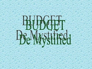 BUDGET De Mystified 