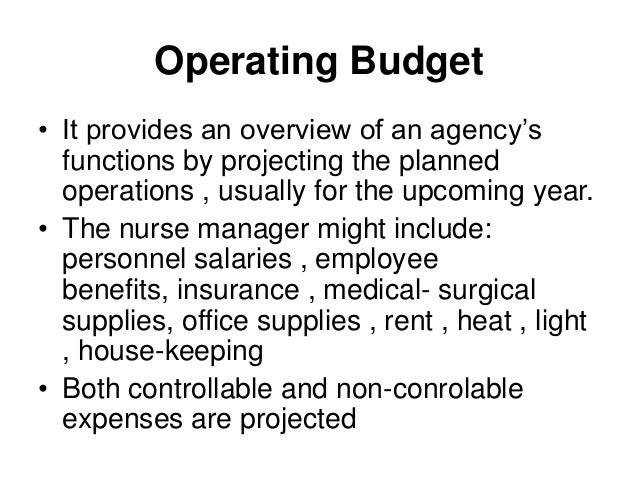 budget in nursing administration