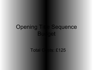 Opening Title Sequence
Budget
Total Costs: £125

 