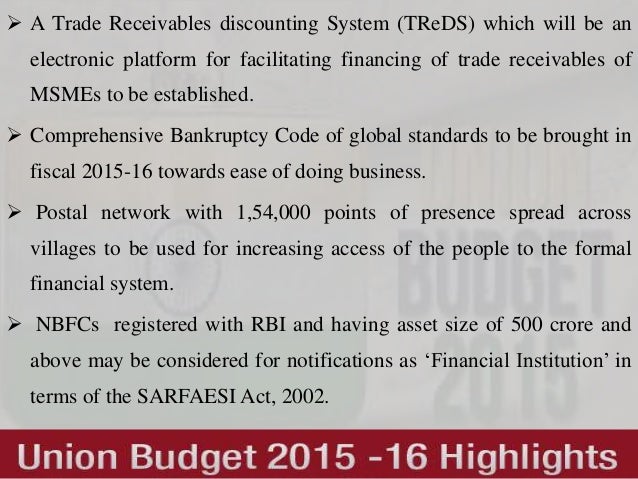 Trade receivables discounting system (treds)