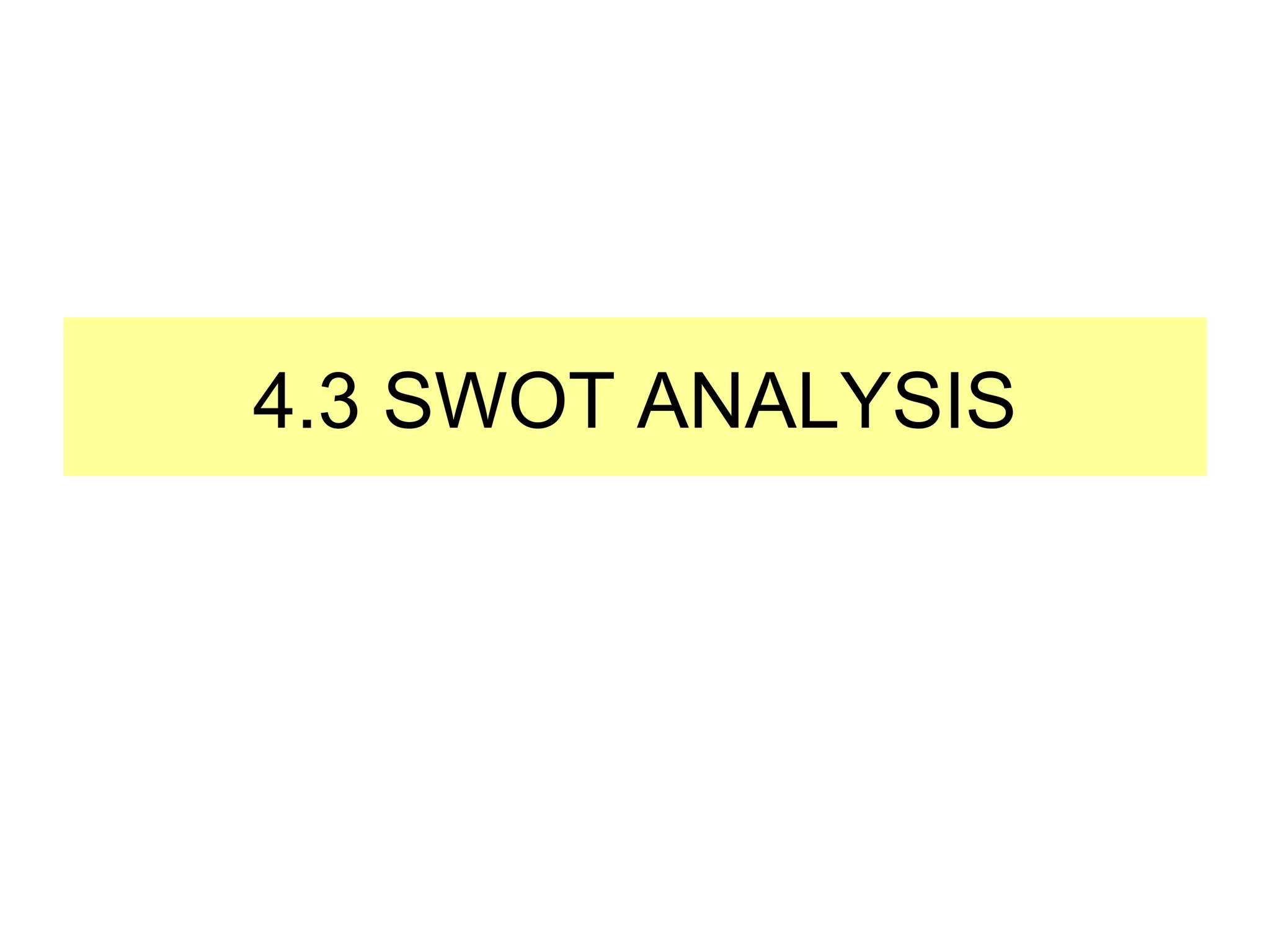 4.3 SWOT ANALYSIS 
