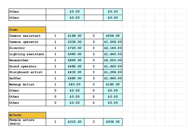 budget schedule video budget template