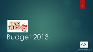 1




Budget 2013
              Ganeriwala & Co.
 