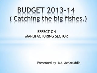 EFFECT ON
MANUFACTURING SECTOR




     Presented by- Md. Azharuddin
 