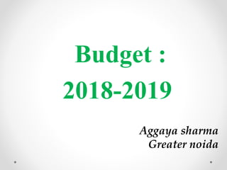 Budget :
2018-2019
Aggaya sharma
Greater noida
 