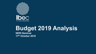 Budget 2019 Analysis
NERI Seminar
17th October 2018
 