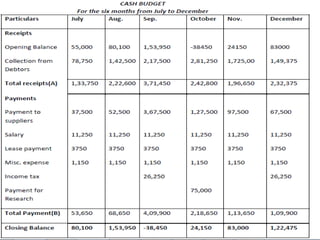 Budget and budgetary control