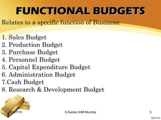 Budget Function Budgetary control | PPT