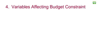 22
4. Variables Affecting Budget Constraint
 