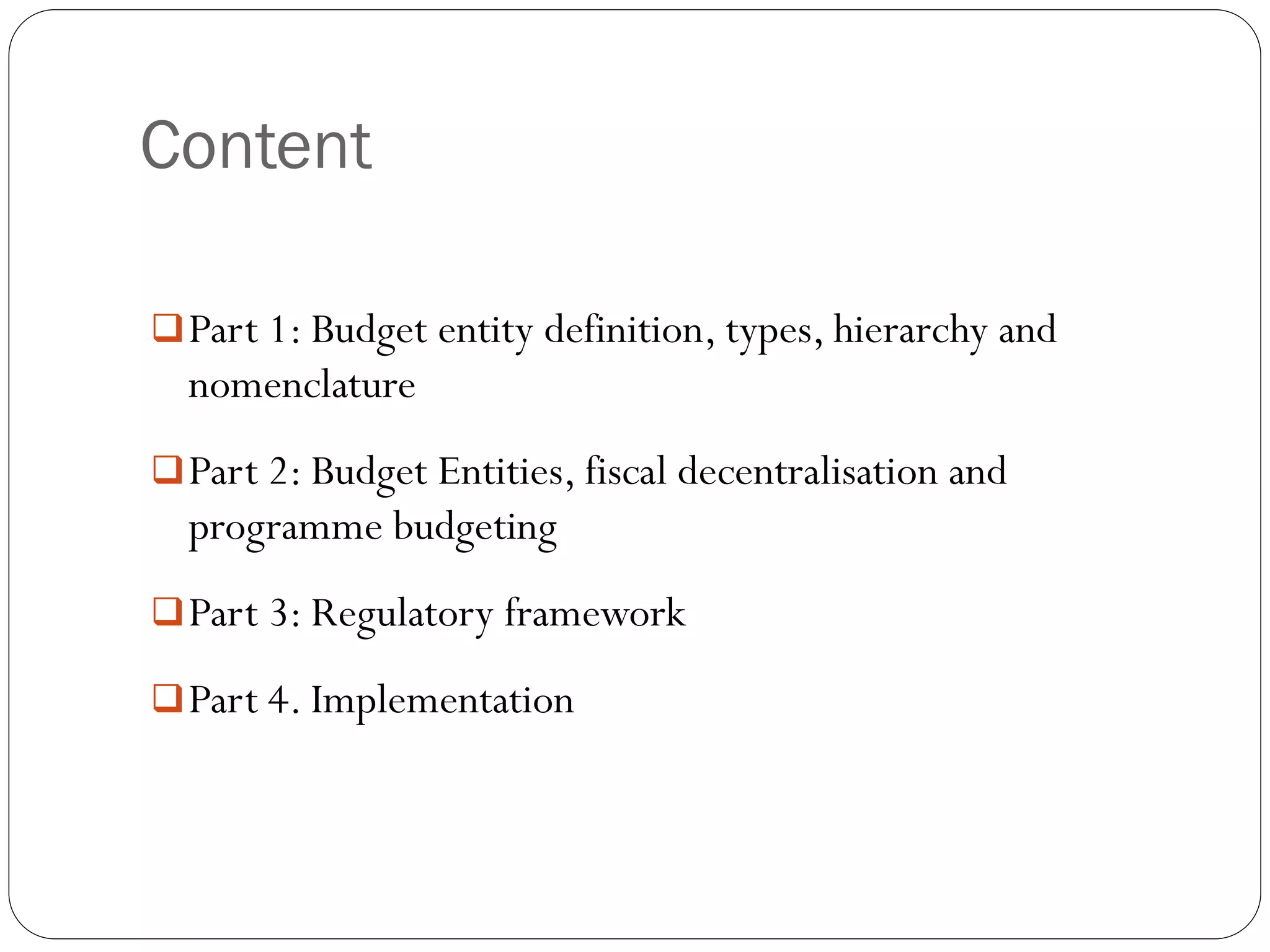 Budget entities regulatory framework | PDF