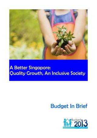 A Better Singapore:
Quality Growth, An Inclusive Society
Budget In Brief
 