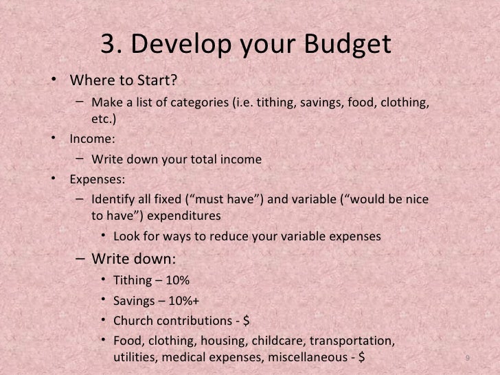 you need a budget categories you need a budget categories