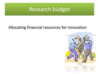 Research budget
Allocating financial resources for innovation
 