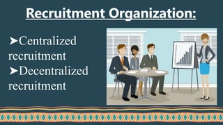 Recruitment Organization:
➤Centralized
recruitment
➤Decentralized
recruitment
 