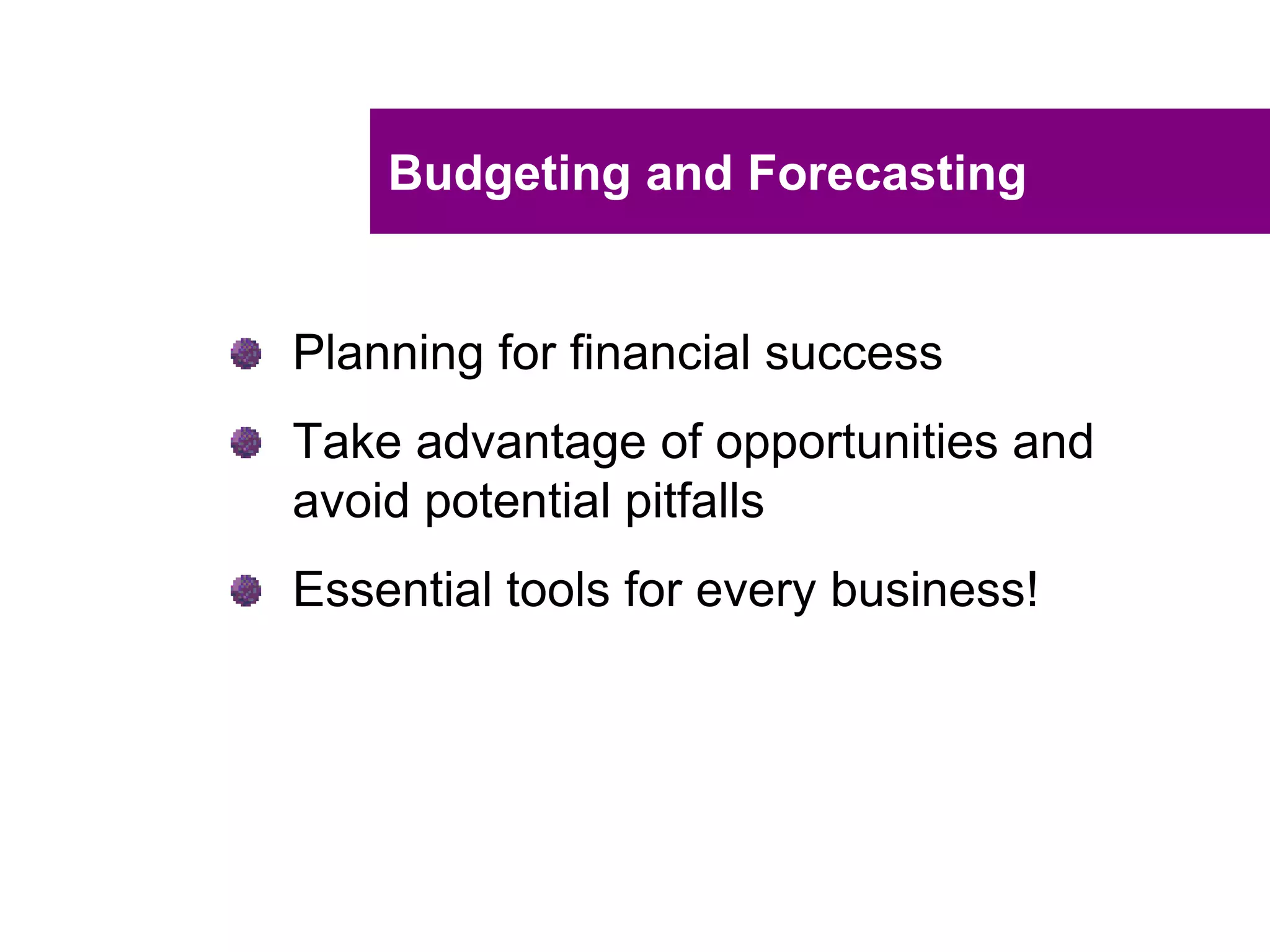 UNCLASSIFIED
UNCLASSIFIED
Cashflow Forecasting
Turn credit sales into cash receipts
using accounts receivable history or
terms on offer.
Let’s look at an example on page on page 16
Sales receipts collected in month following sale 60%
Sales receipts collected in 2nd month following sale 30%
Sales receipts collected in 3rd month following sale 10%
 