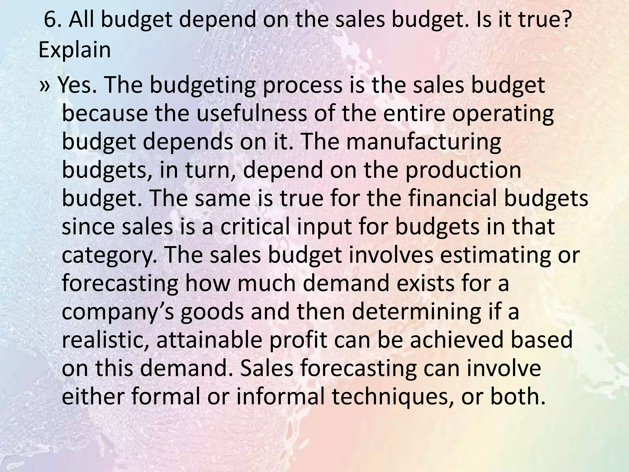 Budgeting for planning and control | PPTX