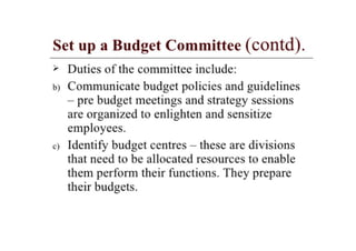 Budgeting planning control